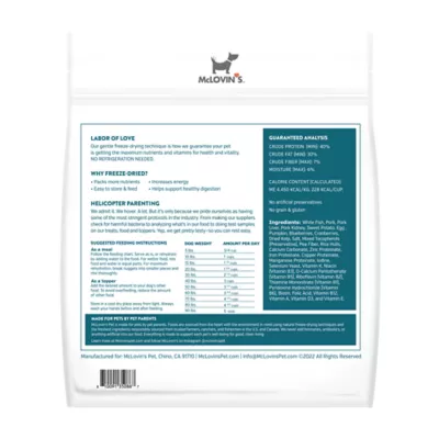 Product McLovin's Pet Fin & Farm Recipe Dog Meal - Freeze-Dried Raw, White Fish & Pork