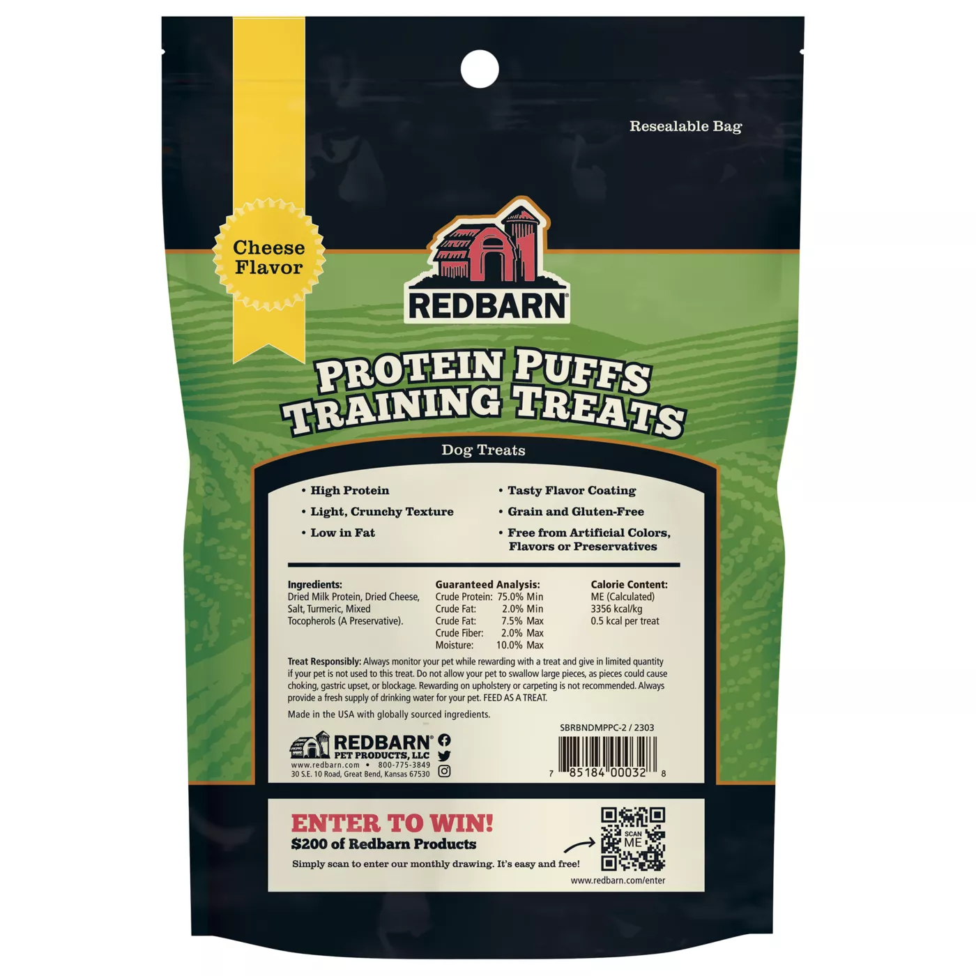 Redbarn Protein Puffs Training Treats Cheese 1.8 OZ