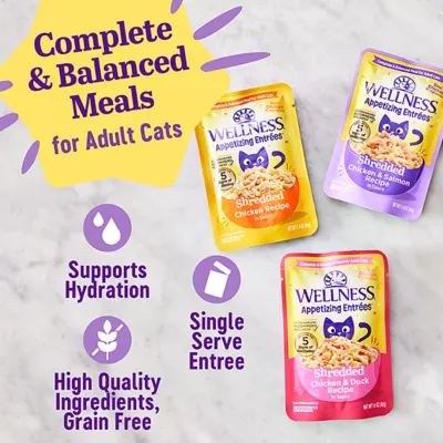 Product Wellness® Appetizing Entrees Adult Cat Wet Food - Grain Free, Shredded in Sauce, 1.4 Oz