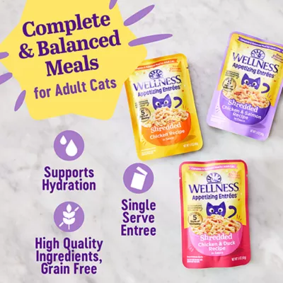 Wellness® Appetizing Entrees Adult Cat Wet Food - Grain Free, Shredded in Sauce, 1.4 Oz - Image 3