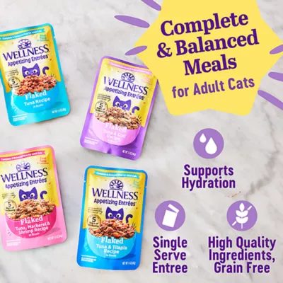 Wellness® Appetizing Entrees Adult Cat Wet Food - Grain Free, Flaked in Broth, 1.4 Oz - Image 3