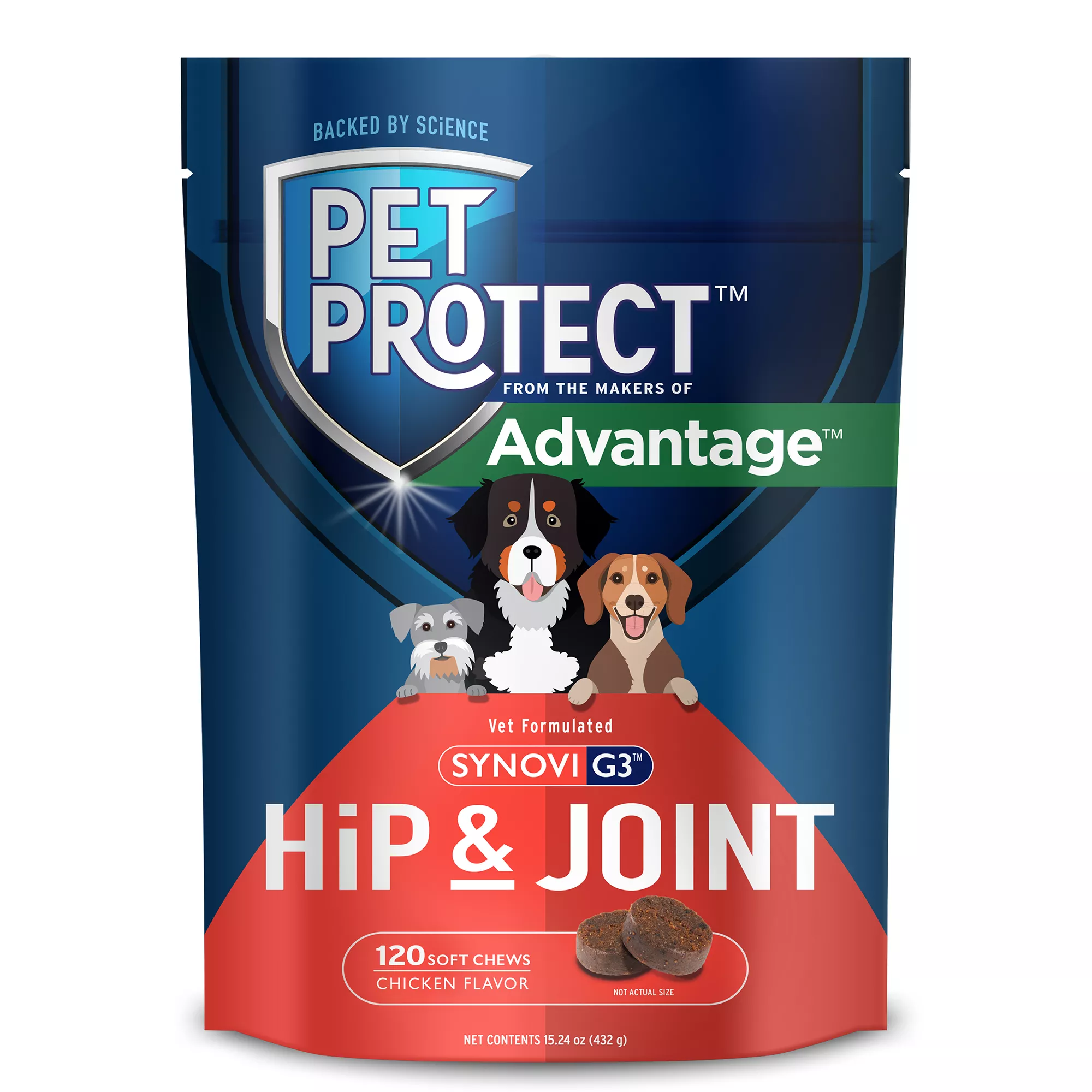 Pet Protect Hip & Joint +  Dog Supplement 120 Count