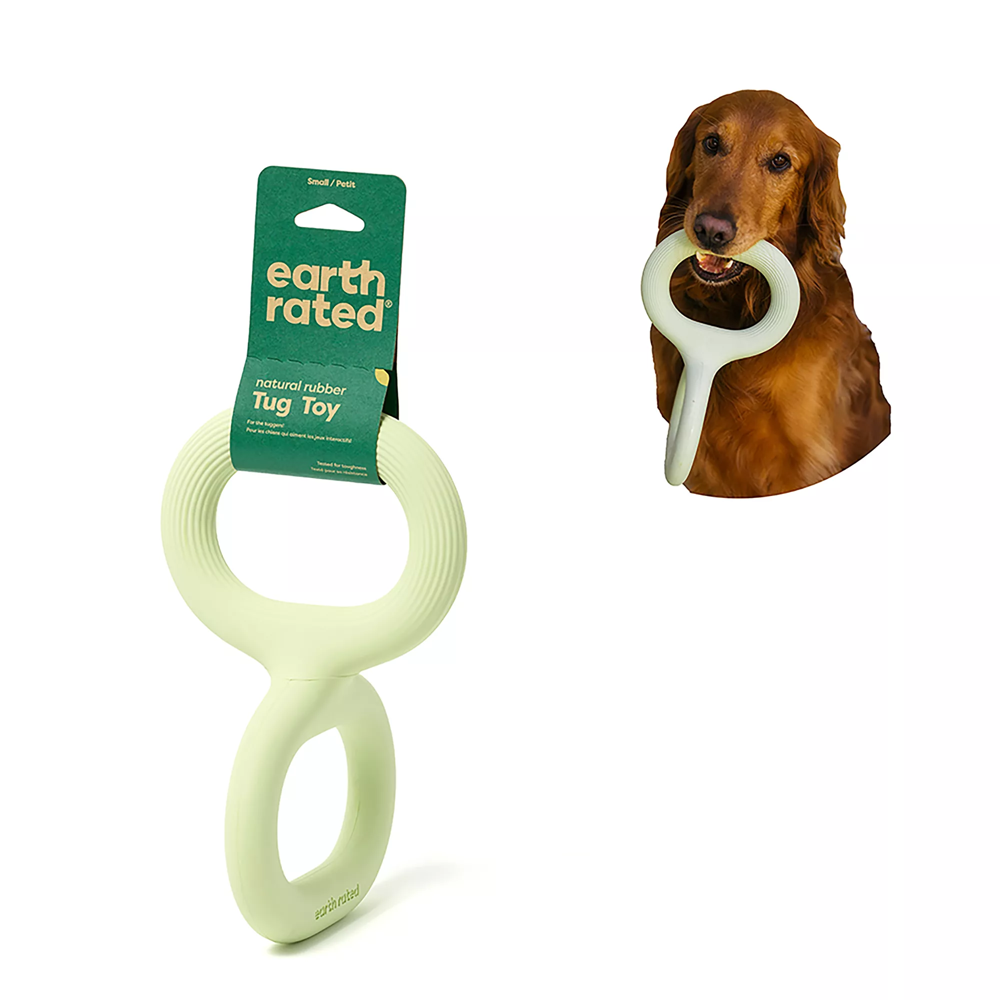 Earth Rated Tug Toy, Interactive Dog Pull Toy, Ergonomic Grip, Natural Rubber