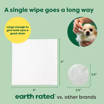 Product Earth Rated Hypoallergenic Eye Wipes For Dogs and Cats, Fragrance-Free,  60 Count