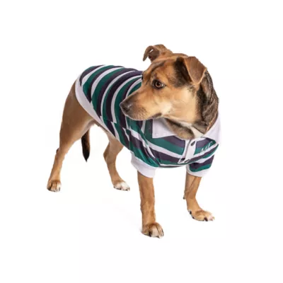  Max's Closet Designer Stripes Polo Navy Green Dog Shirt - Image 2
