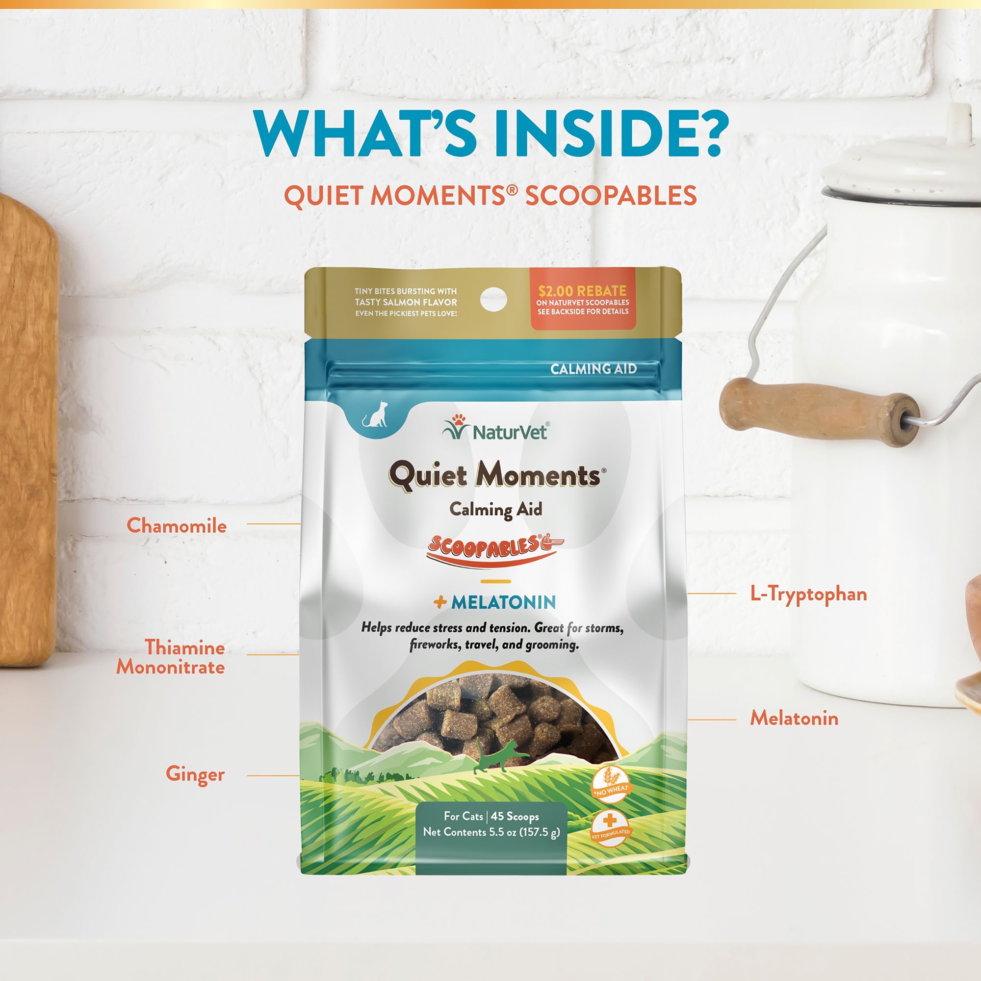 NaturVet Scoopables Quiet Moments Calming Aid Chews for Cats