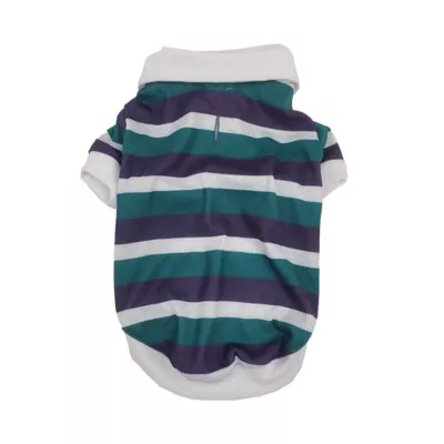  Max's Closet Designer Stripes Polo Navy Green Dog Shirt - Image 2
