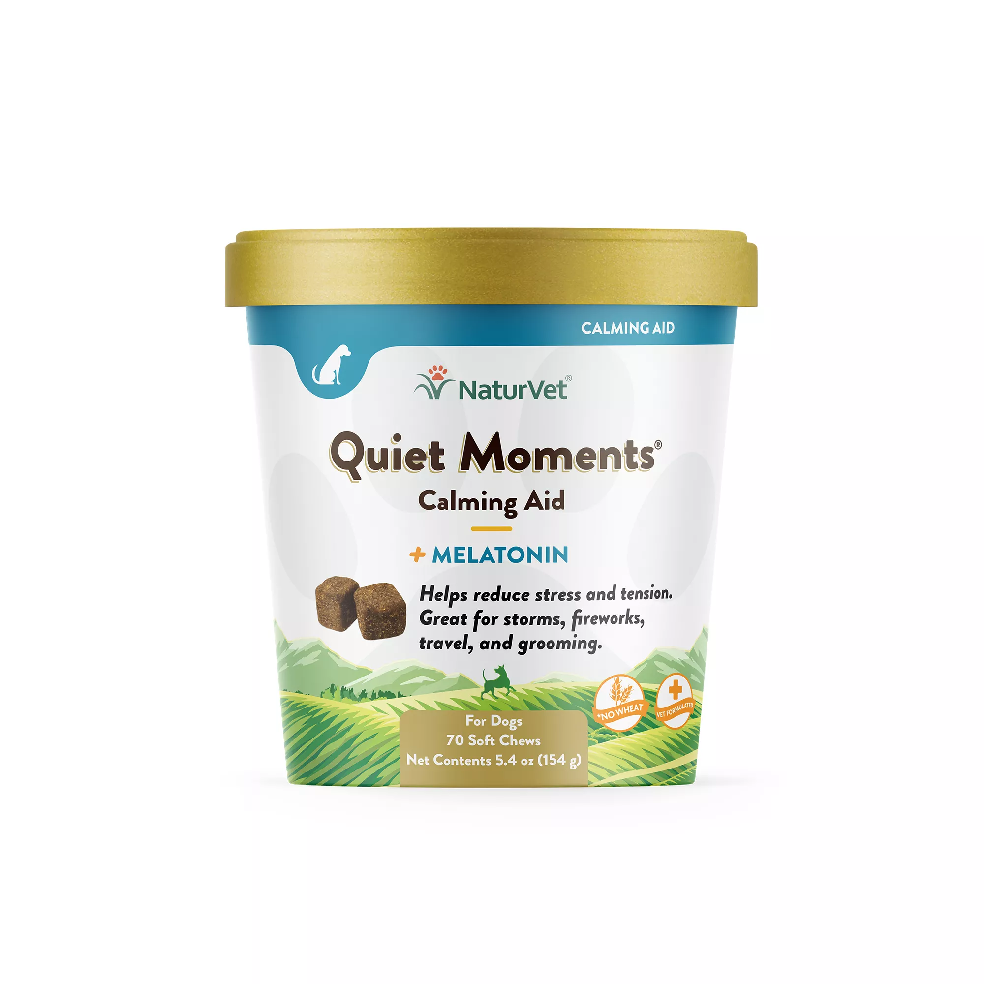 NaturVet Quiet Moments Calming Aid Plus Melatonin Soft Chews for Dogs