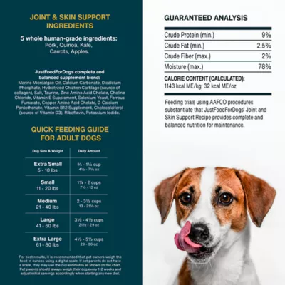 Product JustFoodForDogs Joint & Skin Support Adult Frozen Dog Food - Pork, 18 oz