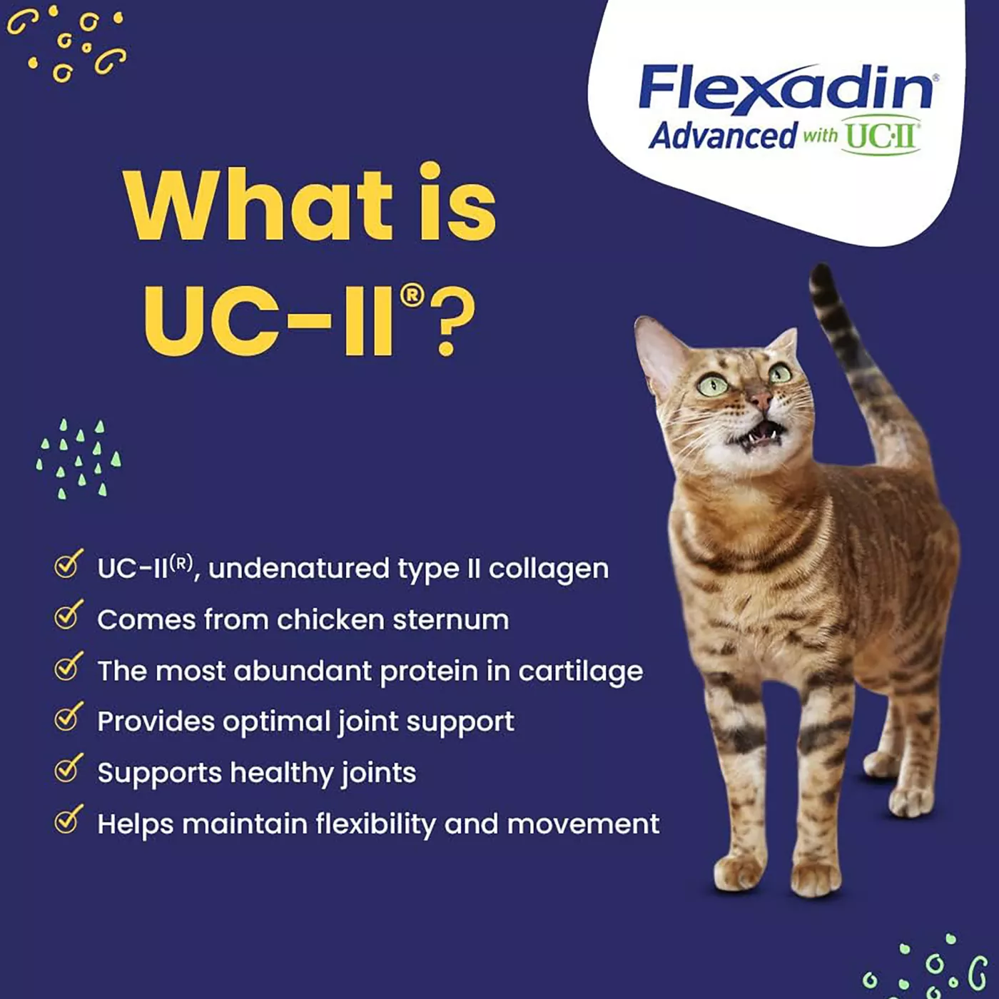 Vetoquinol Flexadin Advanced with UCII Collagen Soft Chews Joint Supplement for Dogs Cats 30 CT