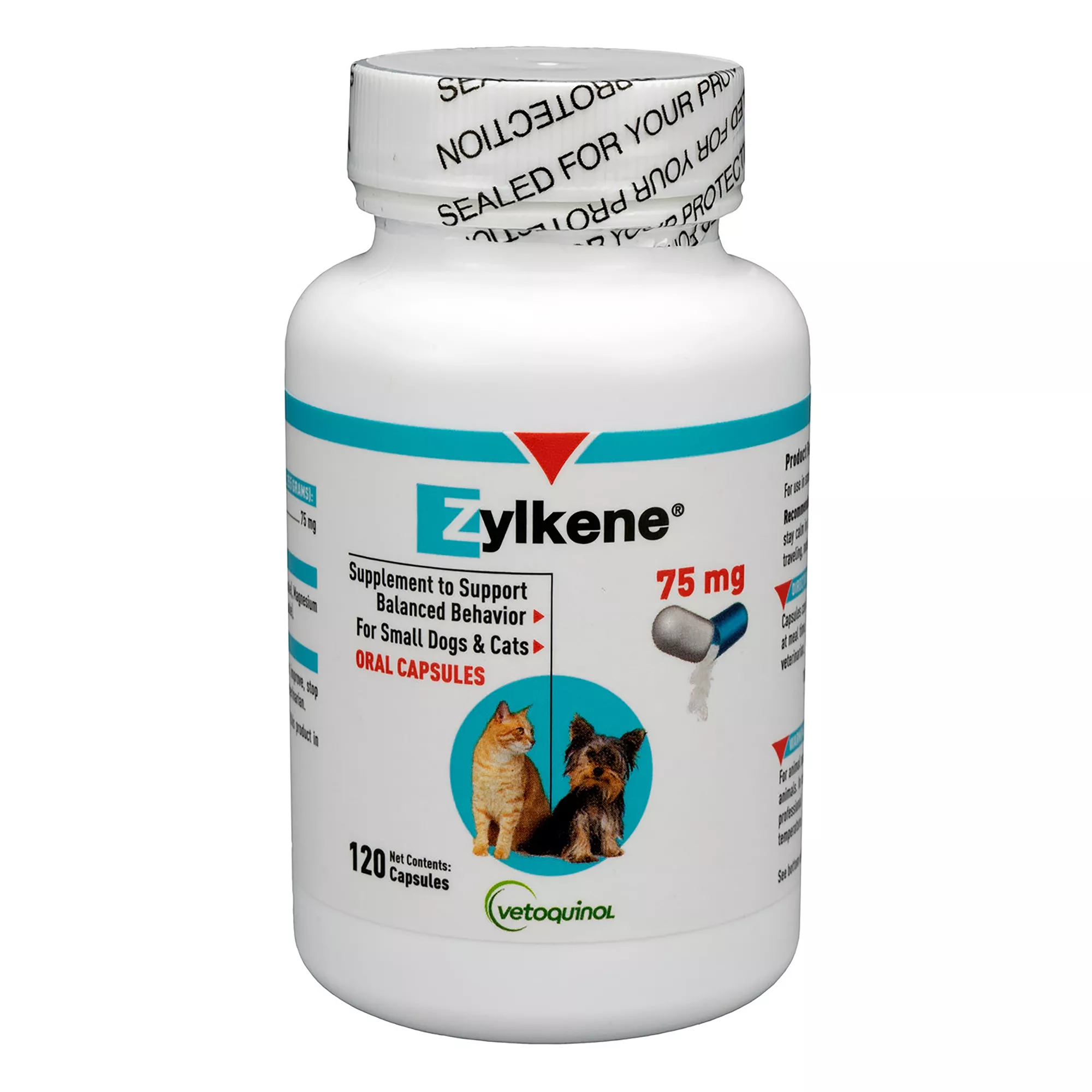 Vetoquinol Zylkene 75-mg Capsules Calming Supplement for Small Dogs & Cats 30 CT