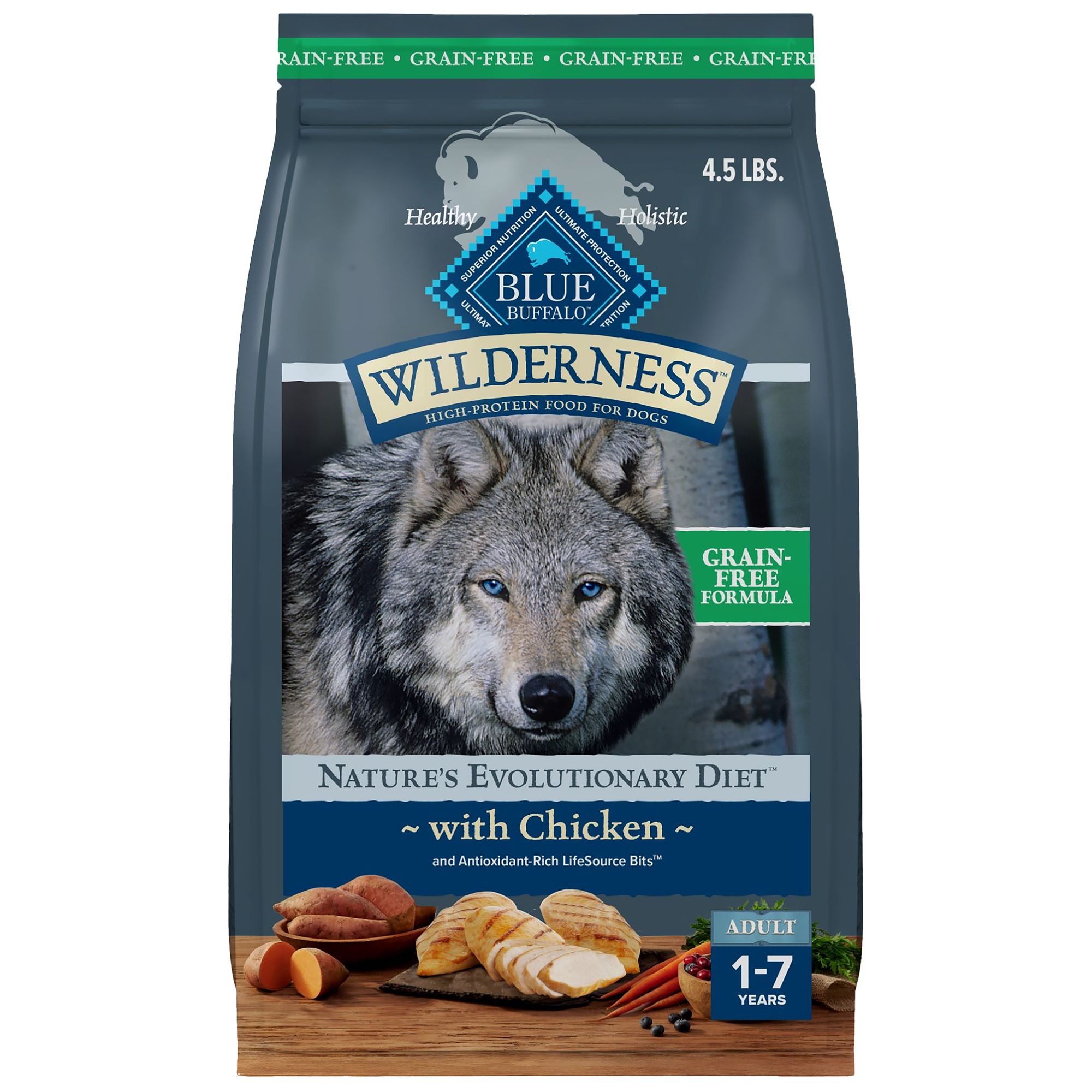 Blue Buffalo Wilderness Grain Free Adult Dog Dry Food - High Protein ...