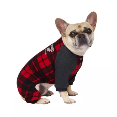 Product Canada Pooch Fleece Dog Onesie - Red Plaid