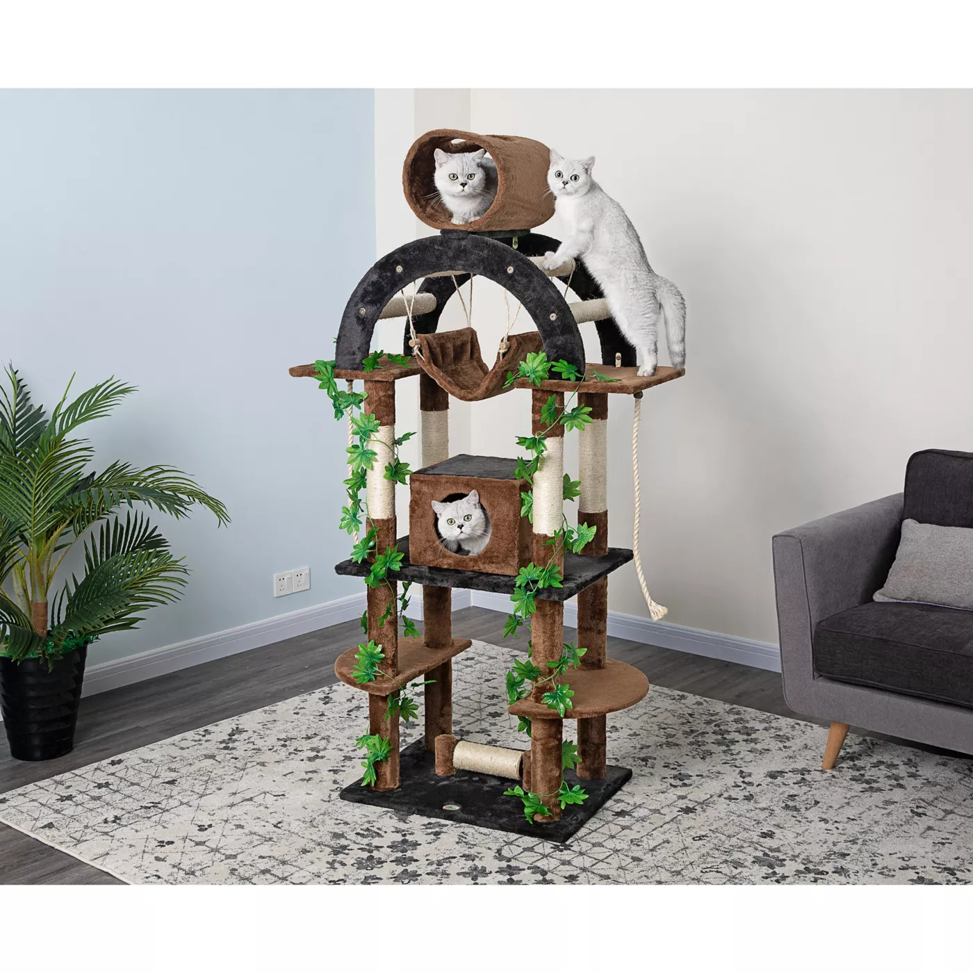 Go Pet Club 71 Forest Cat Tree House Furniture with Leaves