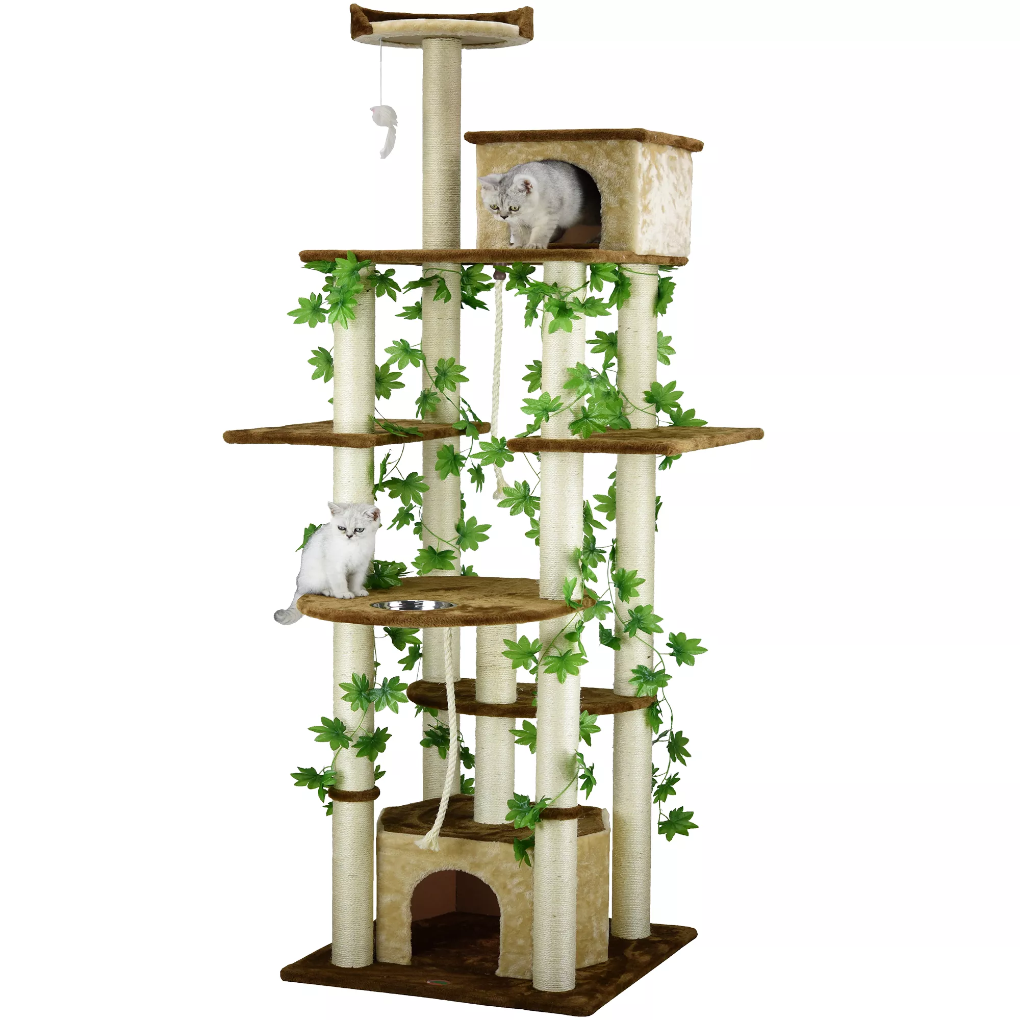 Go Pet Club 85" Forest Cat Tree House Furniture with Leaves