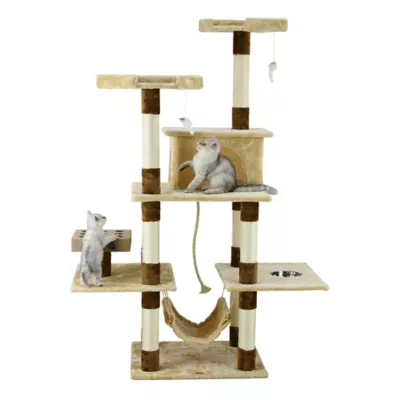 Go Pet Club 70 IQ Busy Box Cat Tree Condo with Feeding Bowl