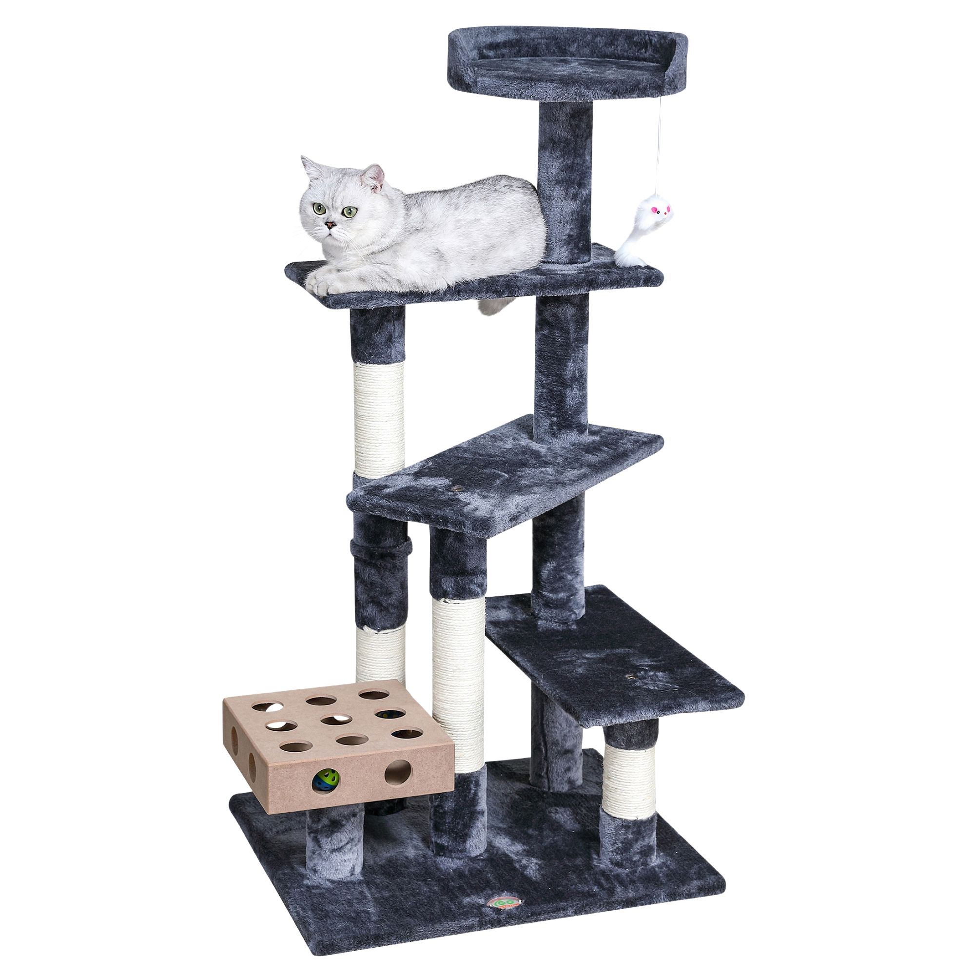Go Pet Club 45" IQ Busy Box Cat Tree with Sisal Covered Scratching