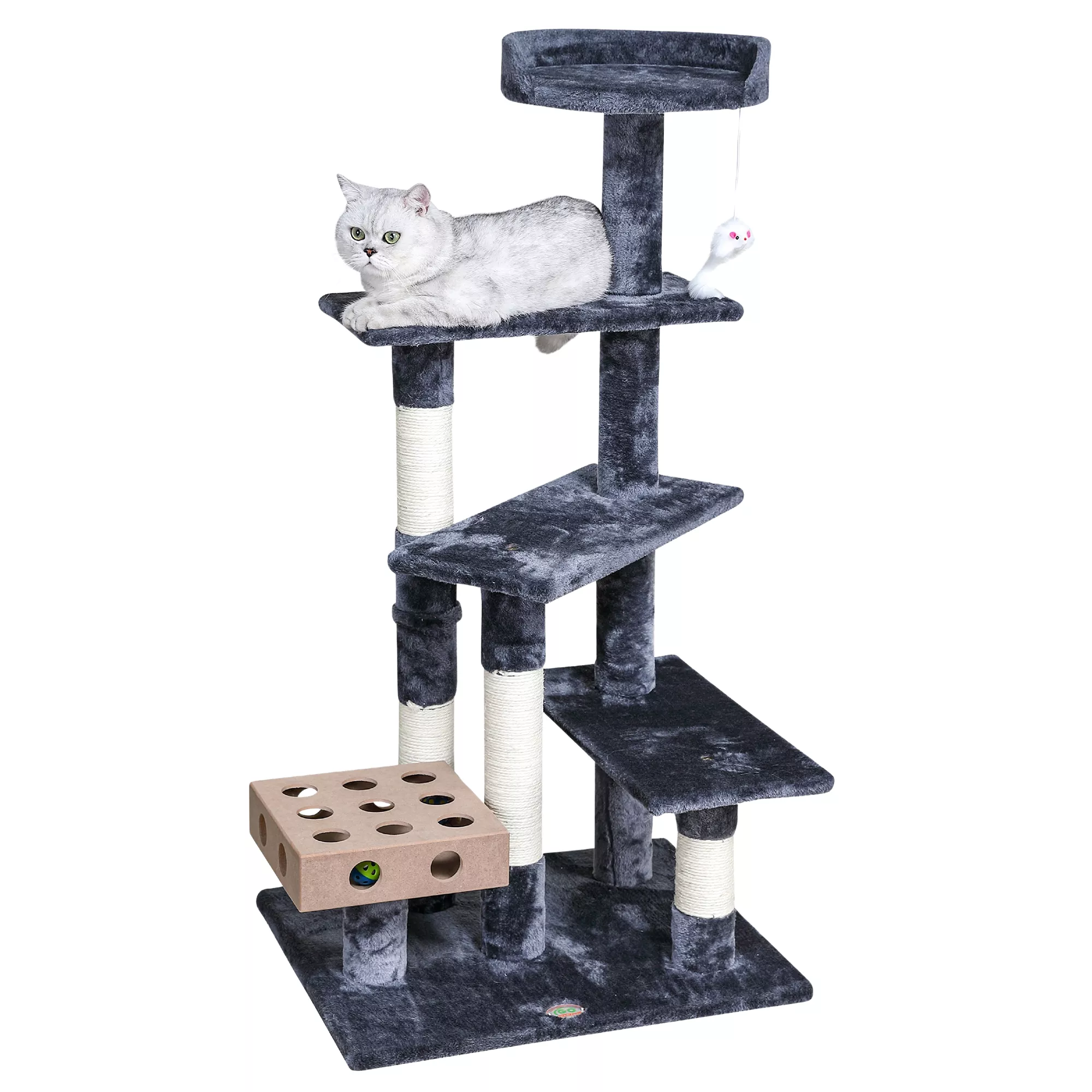 Go Pet Club 45" IQ Busy Box Cat Tree with Sisal Covered Scratching Posts