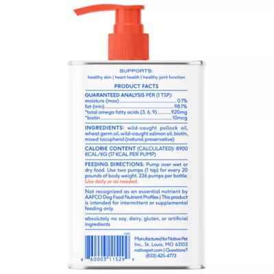 Product Native Pet Omega-3 Fish Oil & Alaskan Salmon Oil Skin & Coat Health Supplement for Dogs