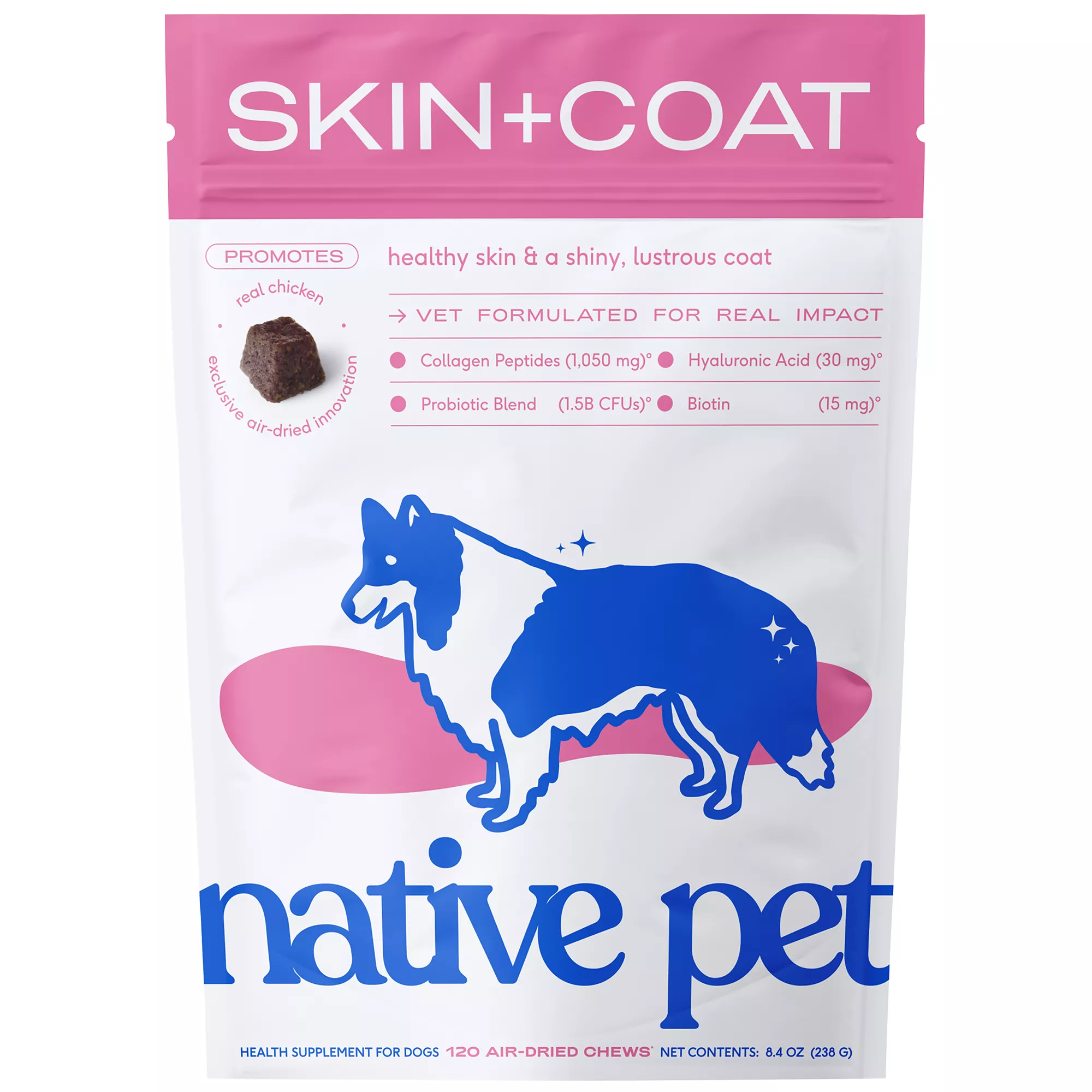 Native Pet Skin & Coat Chews with Omega-3 Skin & Coat Supplement for Dogs