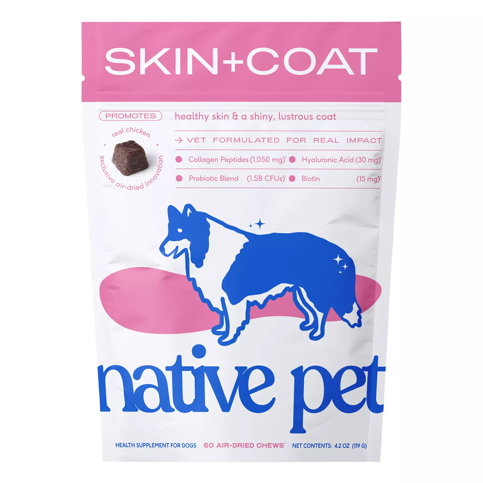 Native Pet Skin & Coat Chews with Omega-3 Skin & Coat Supplement for Dogs