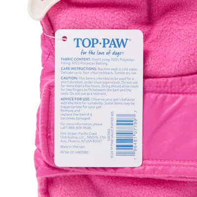 Product Top Paw Adjustable Dog Puffer Jacket