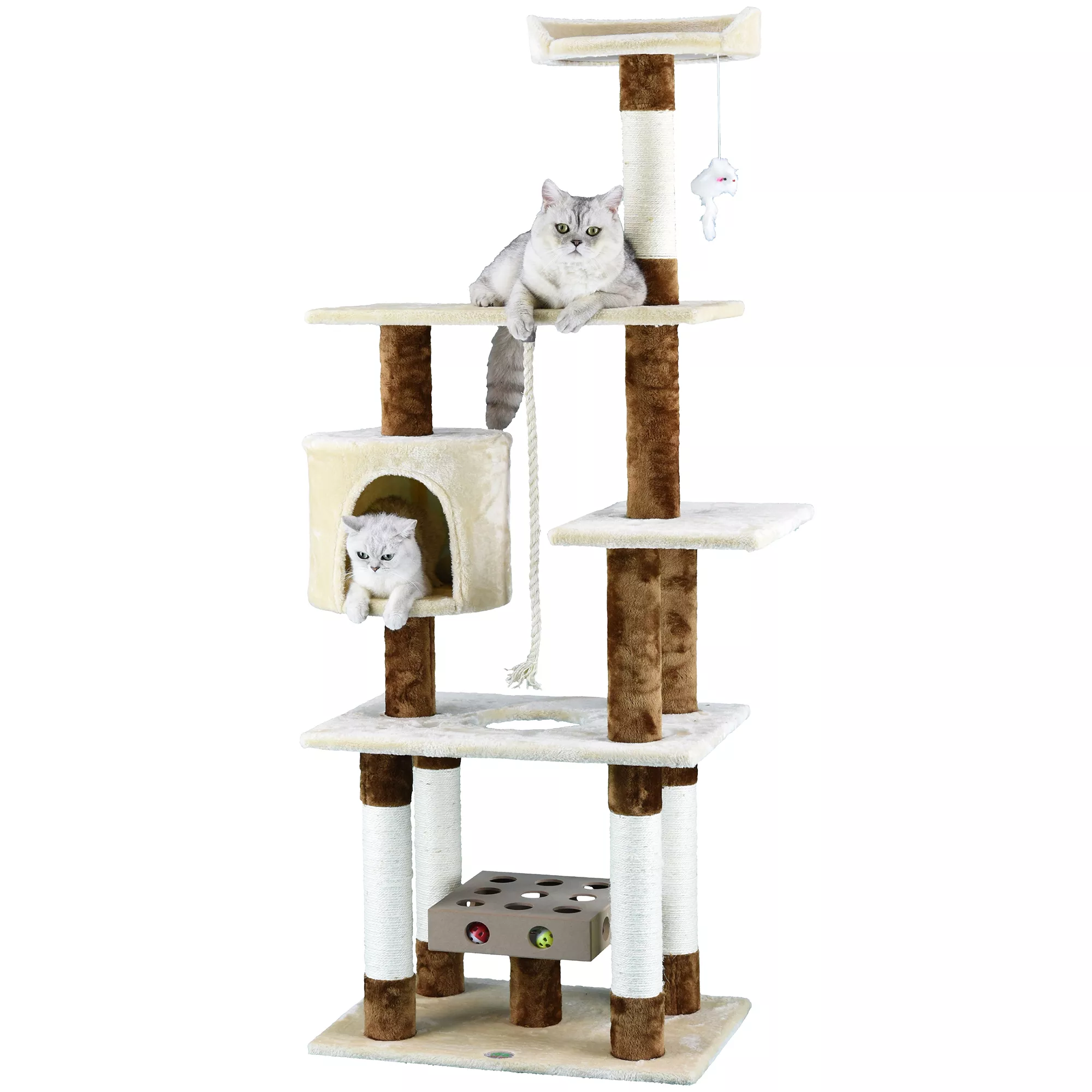 Go Pet Club 67" IQ Busy Box Cat Tree Condo with Sisal Covered Scratching Posts