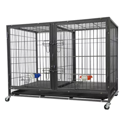 Go Pet Club Heavy Duty Stackable Cat Dog Crate with Divider