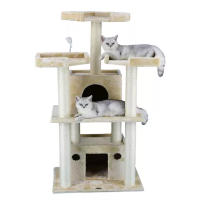 Product Go Pet Club 51" Beige Cat Tree with Large Houses with Sisal Covered Posts