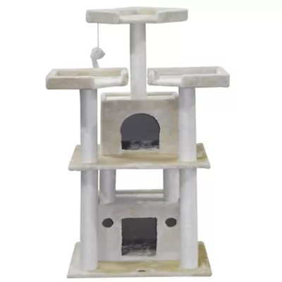 Product Go Pet Club 51" Beige Cat Tree with Large Houses with Sisal Covered Posts