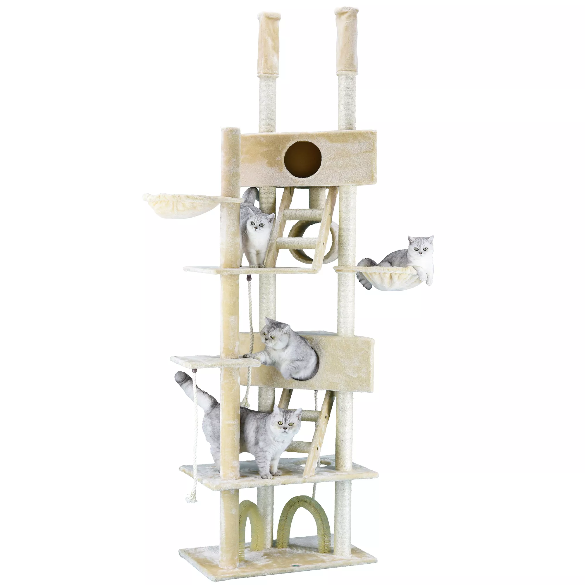  Go Pet Club 106" Cat Tree House with Large Houses and Brushes