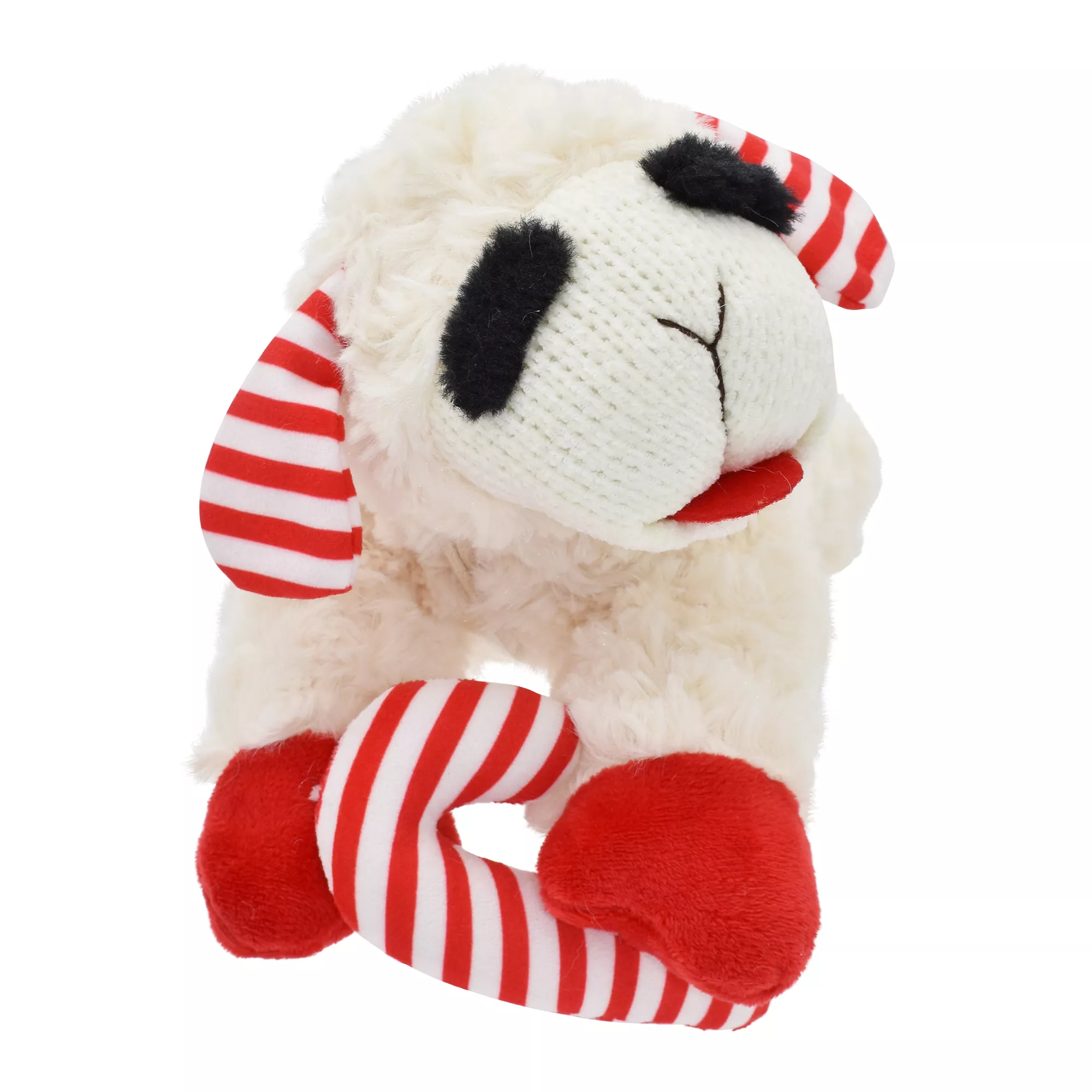 Holiday Candy Cane Lamb Chop Dog Toy