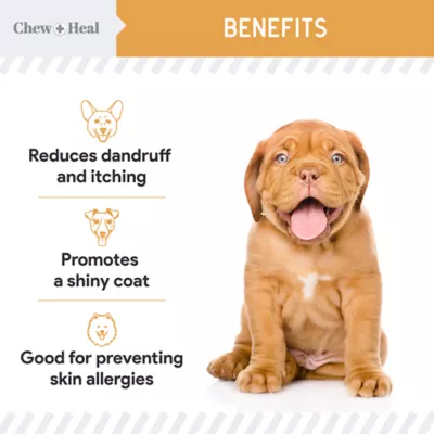 Product Chew + Heal Omega Skin + Coat Supplement Peanut Butter Flavor Soft Chews for Dogs