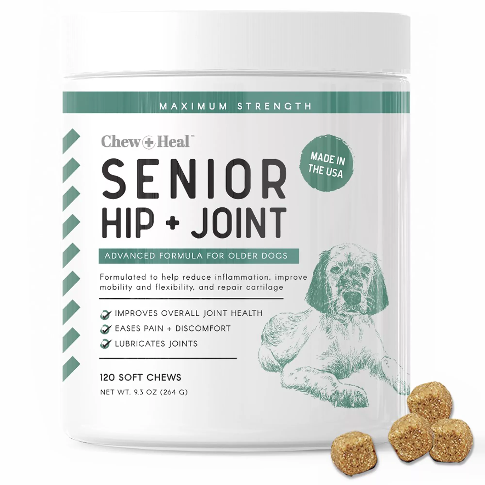 Chew + Heal Senior Hip + Joint Supplement Soft Chews for Dogs