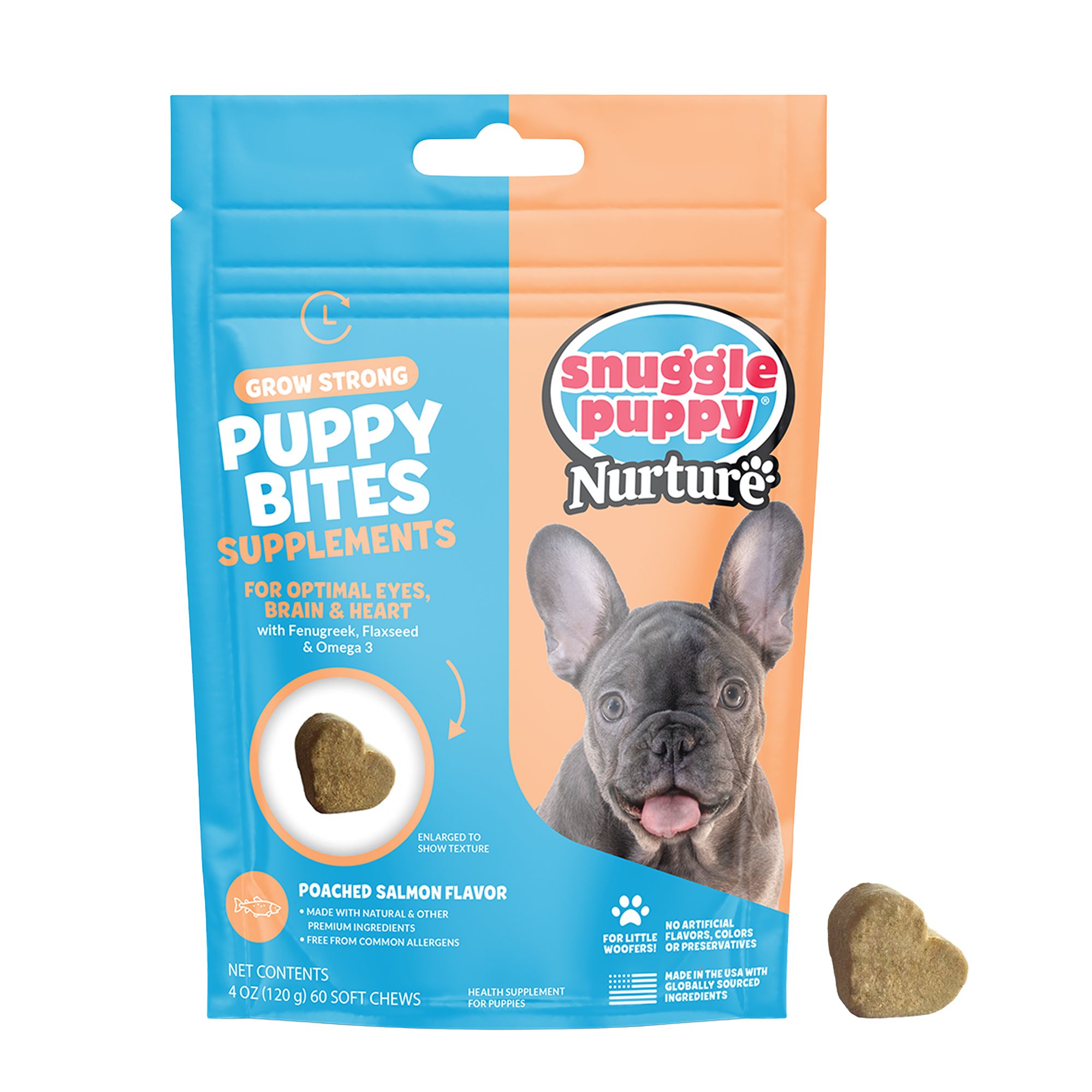 Snuggle Puppy Puppy Bites Grow Strong Supplement for Healthy Support of Eyes Brain Heart