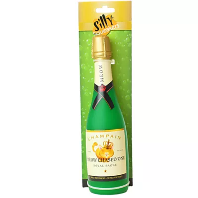 Silly Squeakers Meow Chased One Novelty Wine Bottle Dog Toy