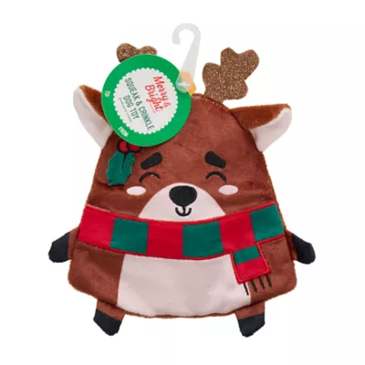 Product Merry & Bright Reindeer Flattie Dog Toy