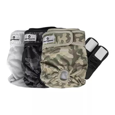 Pet Parents® Dog Diaper, Camo - Includes 3 Dog Diapers, 2 Extendrs® - Image 1