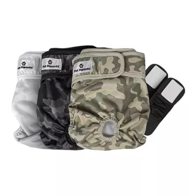 Pet Parents® Dog Diaper, Camo - Includes 3 Dog Diapers, 2 Extendrs® - Image 1