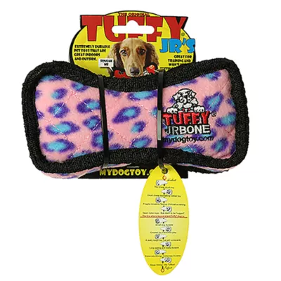 Product TUFFY® JR Thick Bone Pink Leopard Dog Toy