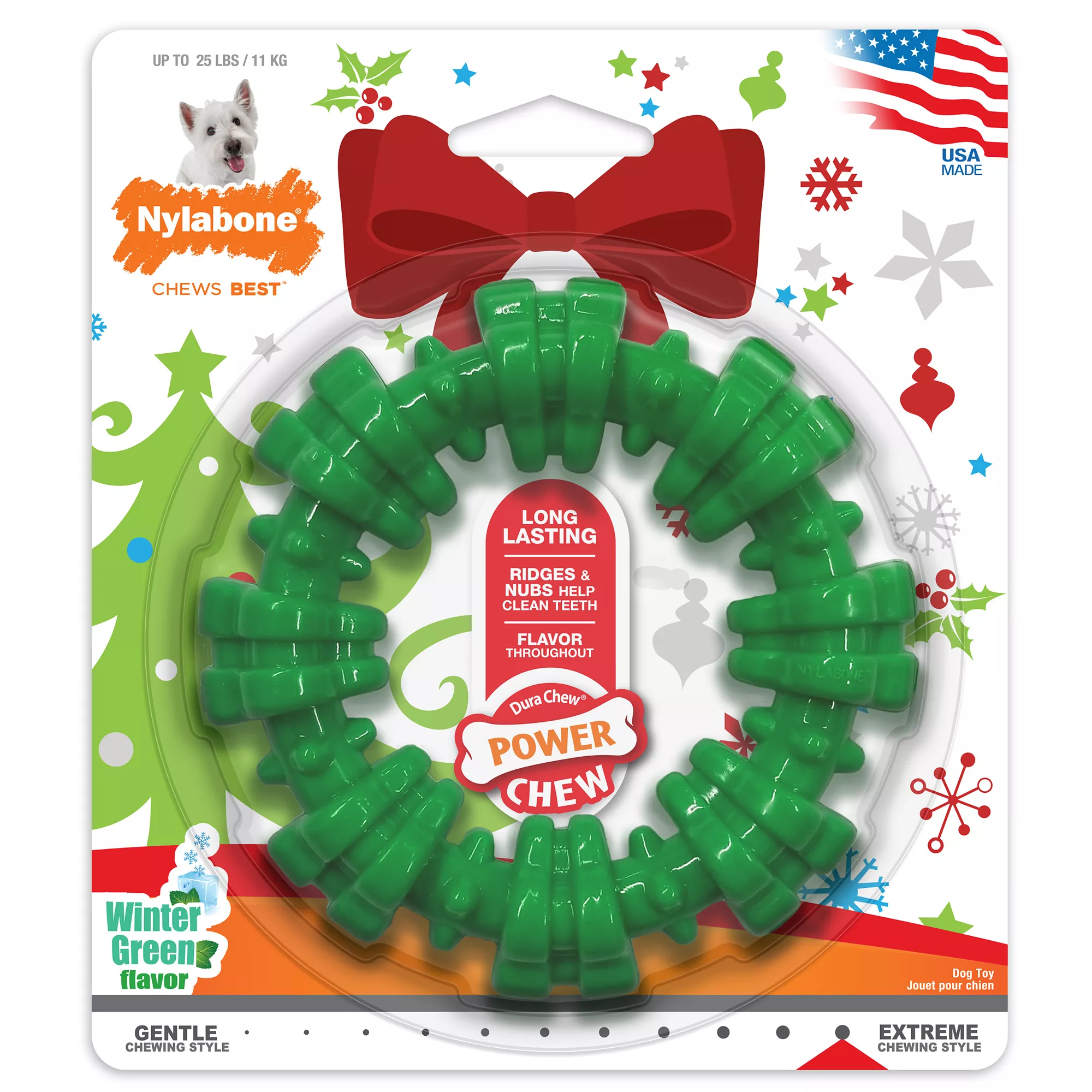 Nylabone Power Chew Holiday Textured Ring