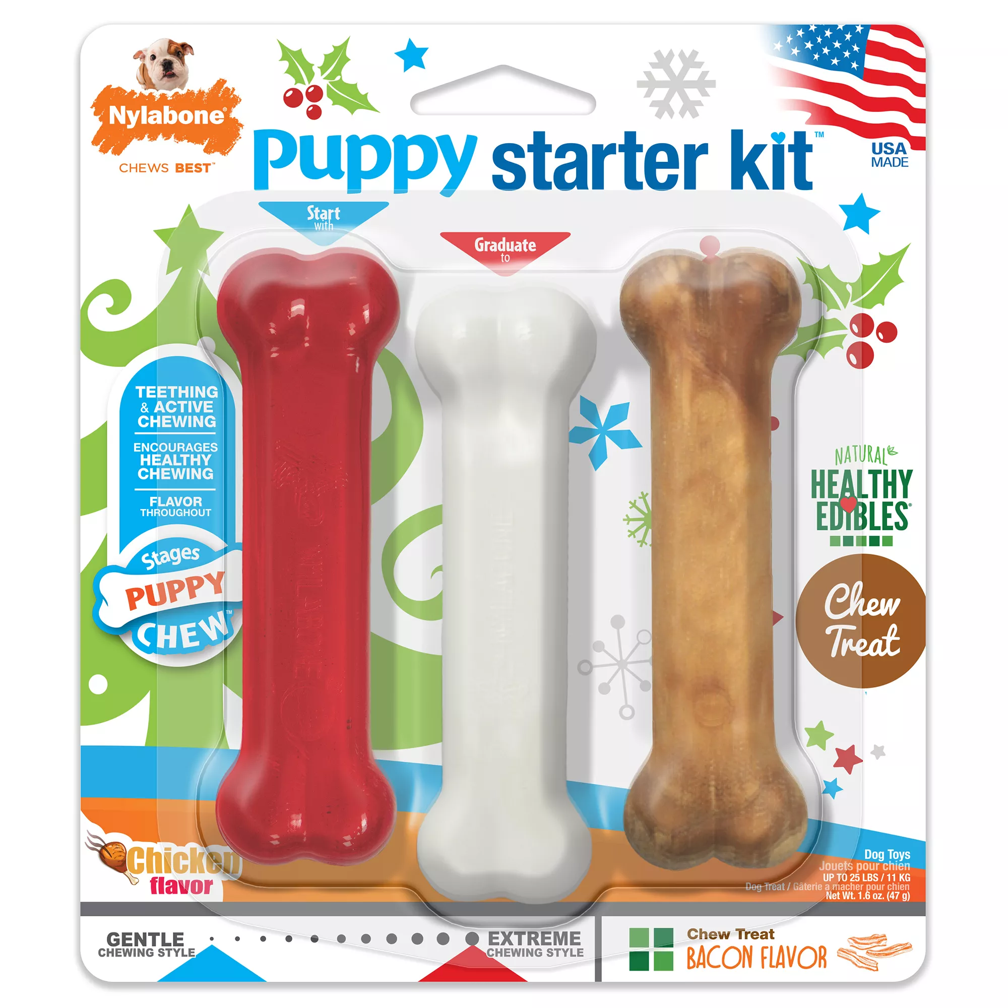 Nylabone Festive Holiday Puppy Starter Kit