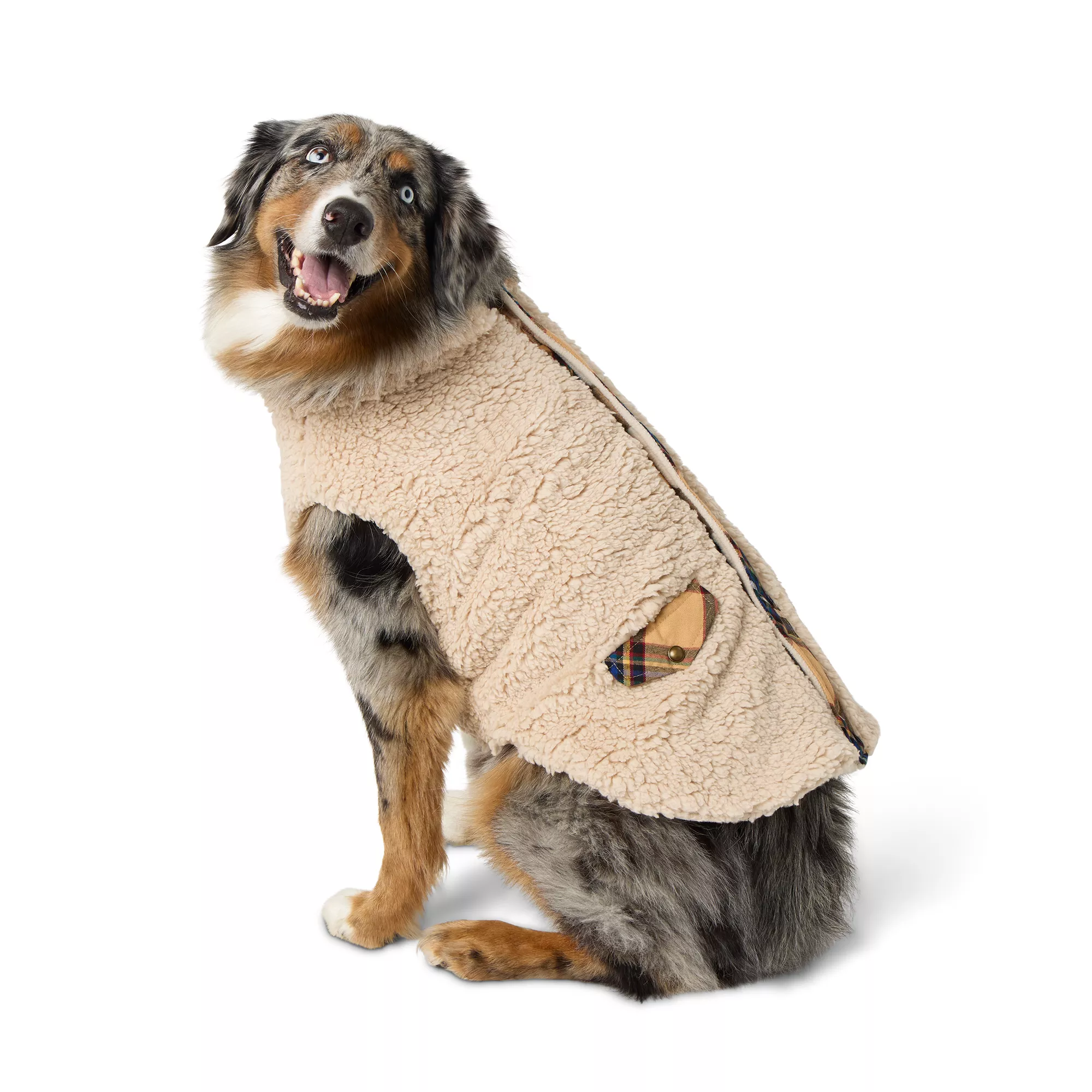 Merry & Bright&trade; Tan Sherpa Vest, Dog & Cat