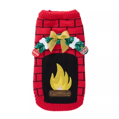 Product Merry & Bright Fireplace Ugly Sweater, Dog & Cat