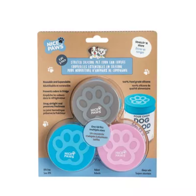 Product Nice Paws Stretch Canned Food Covers - Paw Design, Silicone, 3 count