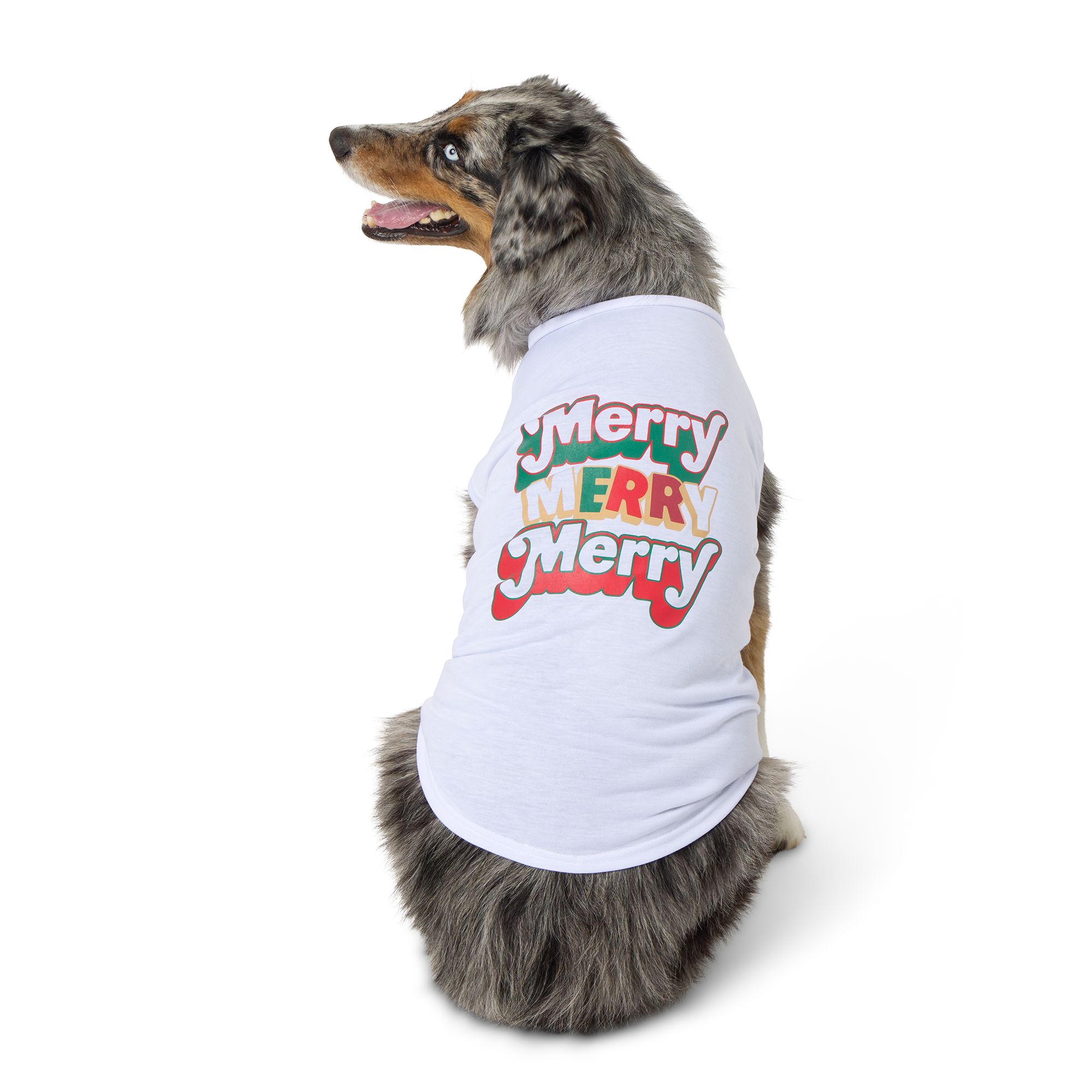 Merry Bright Dog Tee Large White