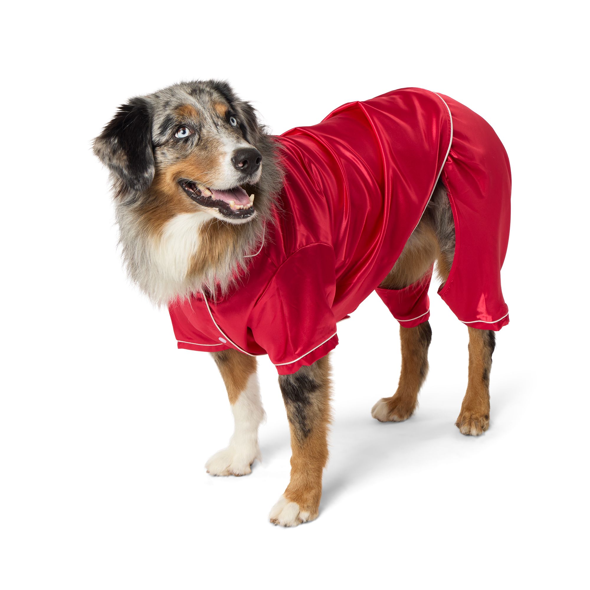 Merry Bright Satin Pajamas for Dogs XL Red