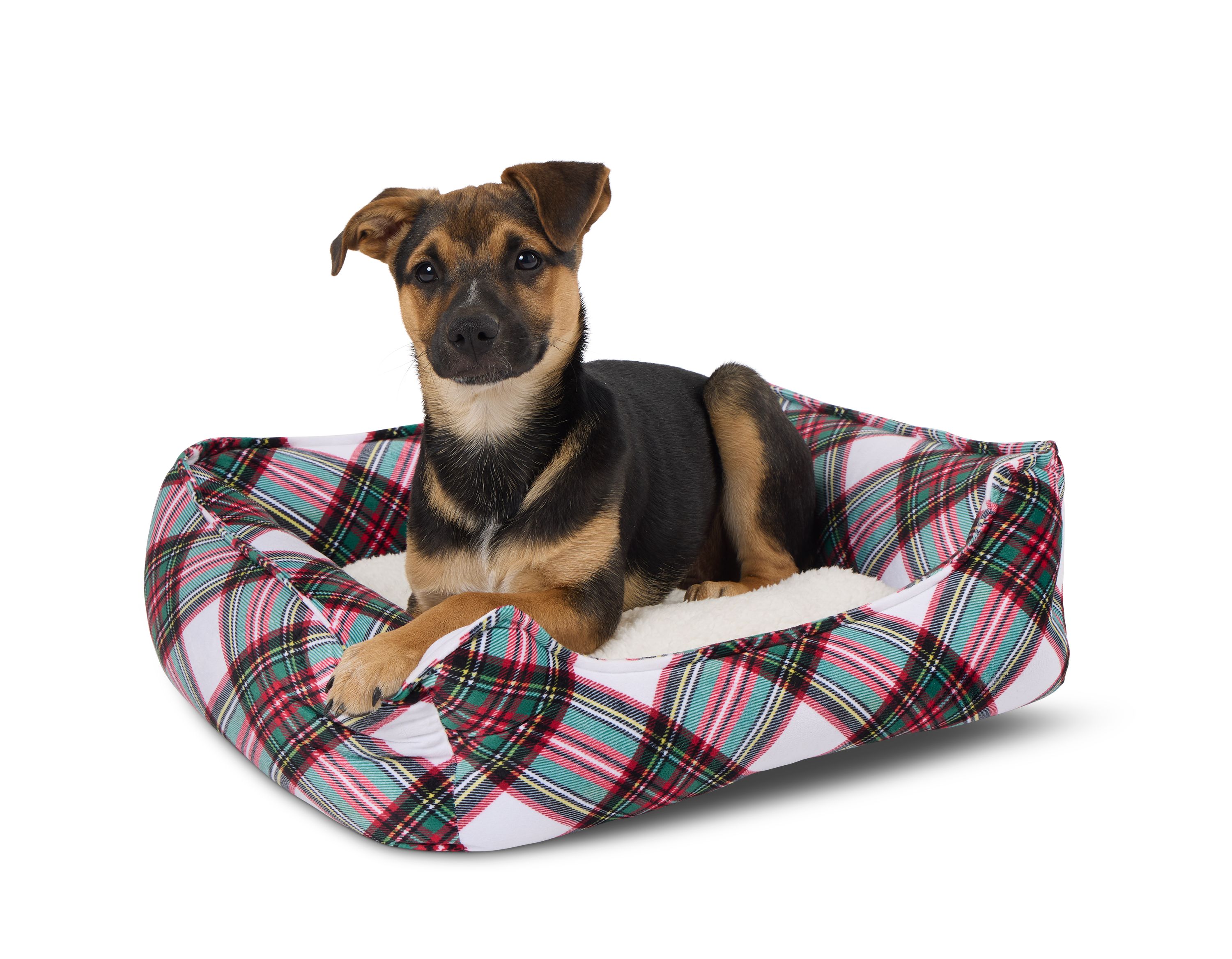 Merry Bright Holiday Plaid Cuddler Dog Bed in Red PetSmart