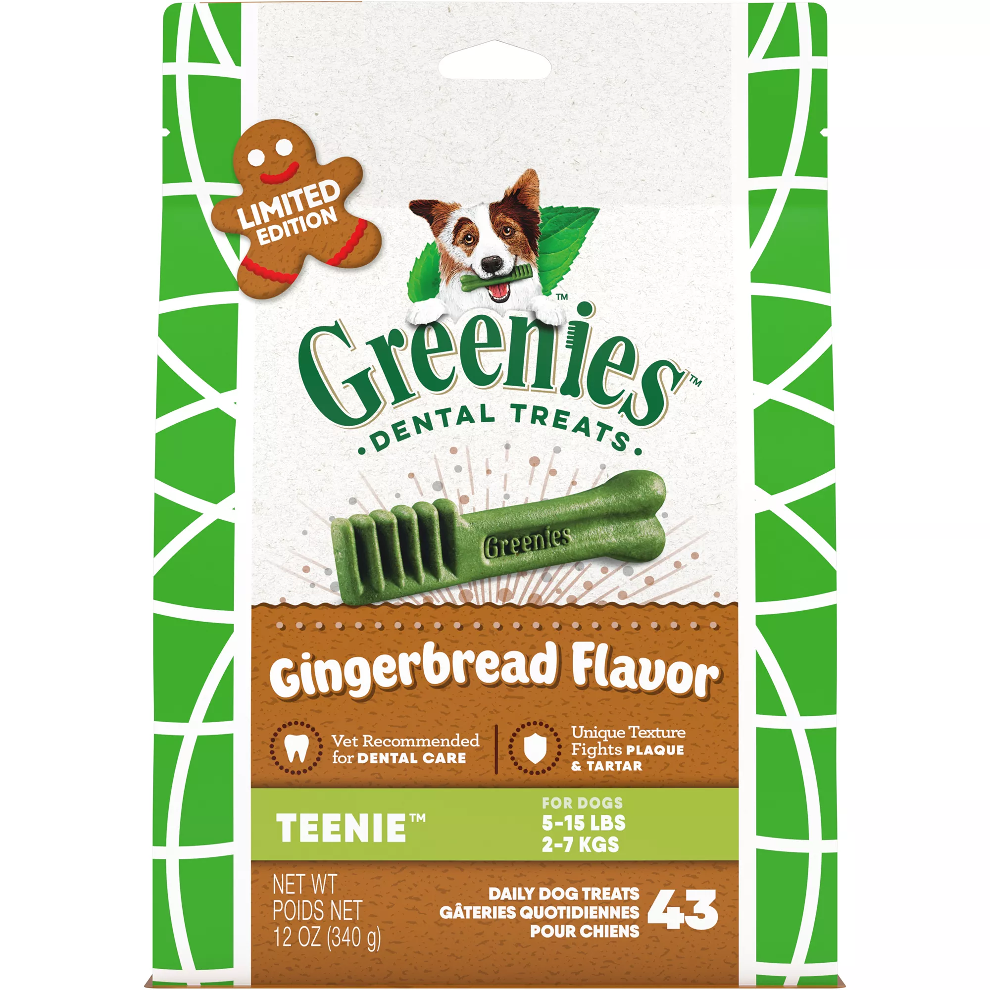 Greenies Adult Teenie Dental Dog Treats - Gingerbread