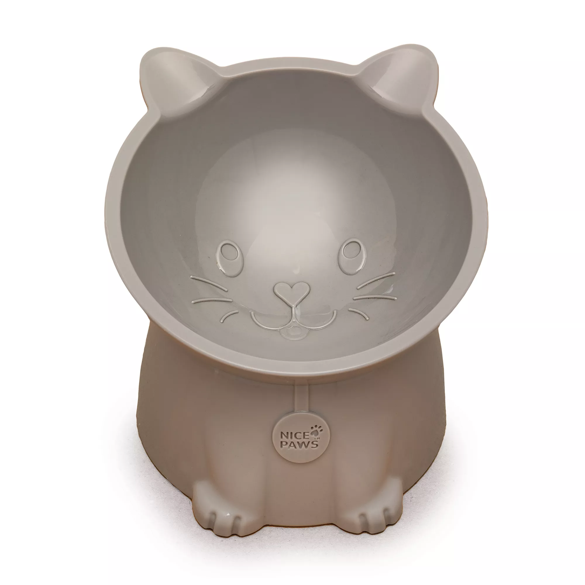 Nice Paws Titled and Elevated Cat Bowl - Recycled Plastic, Grey